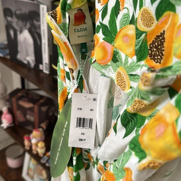 FARM Off-White Papaya Scarf Lenzing Ecovero Maxi Dress